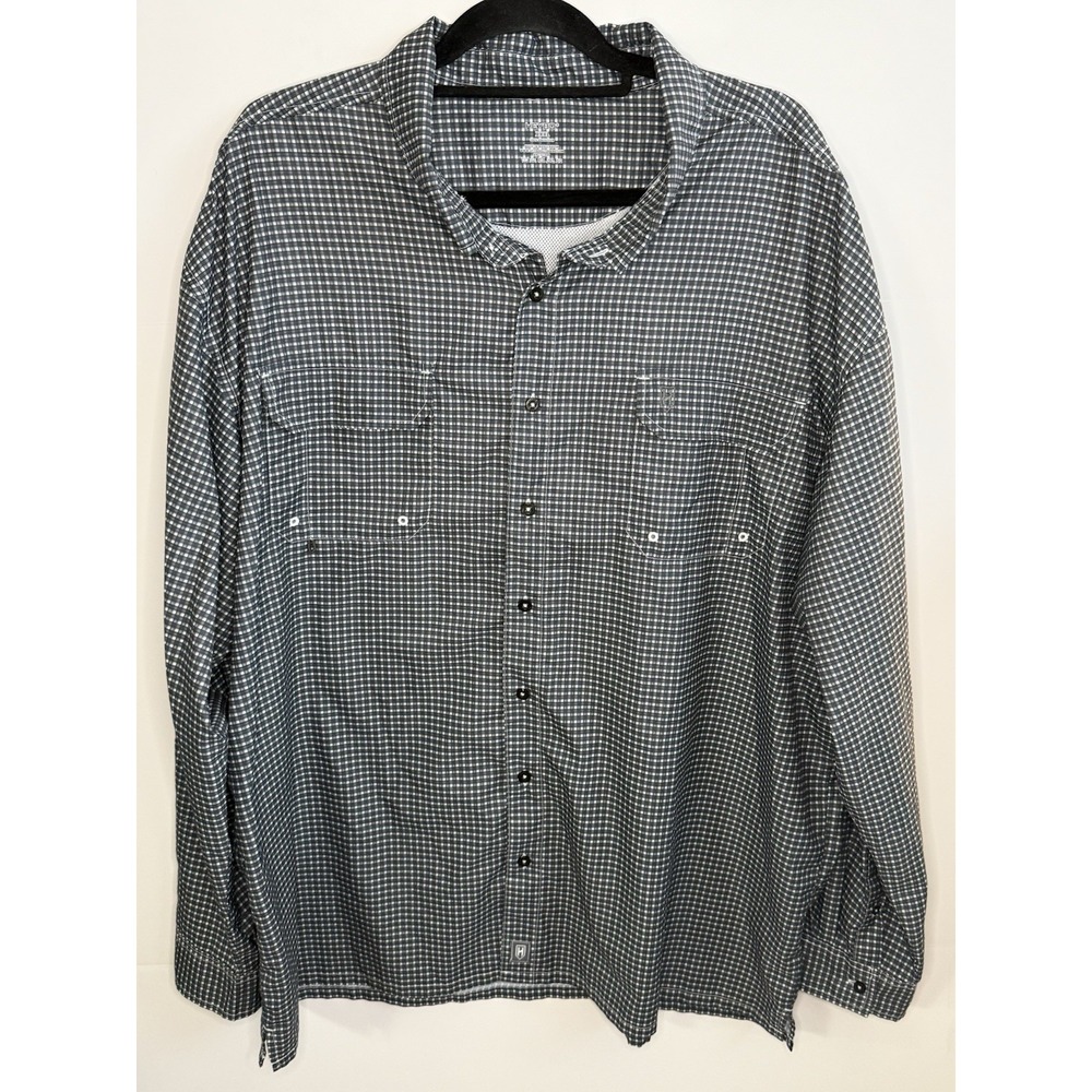 Heybo Performance Button Down Shirt Men's‎ 3XL Black Plaid Lightweight Outdoor